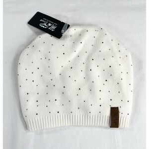 New Fenely Winter White Rhinestone Bling Beanie Hat Soft Women's One Size